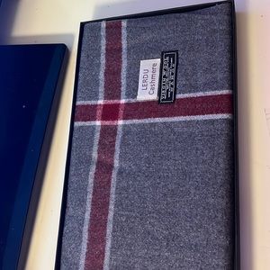 Burgundy & Gray Cashmere + Virgin Wool Scarf